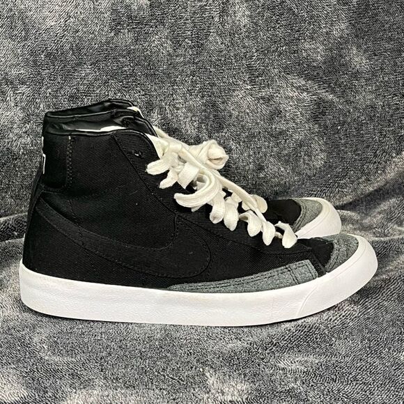 Nike Blazer Mid 77 Vintage Black White Shoes Size 5.5 Men/ Women’s 7 Canvas - Picture 3 of 8